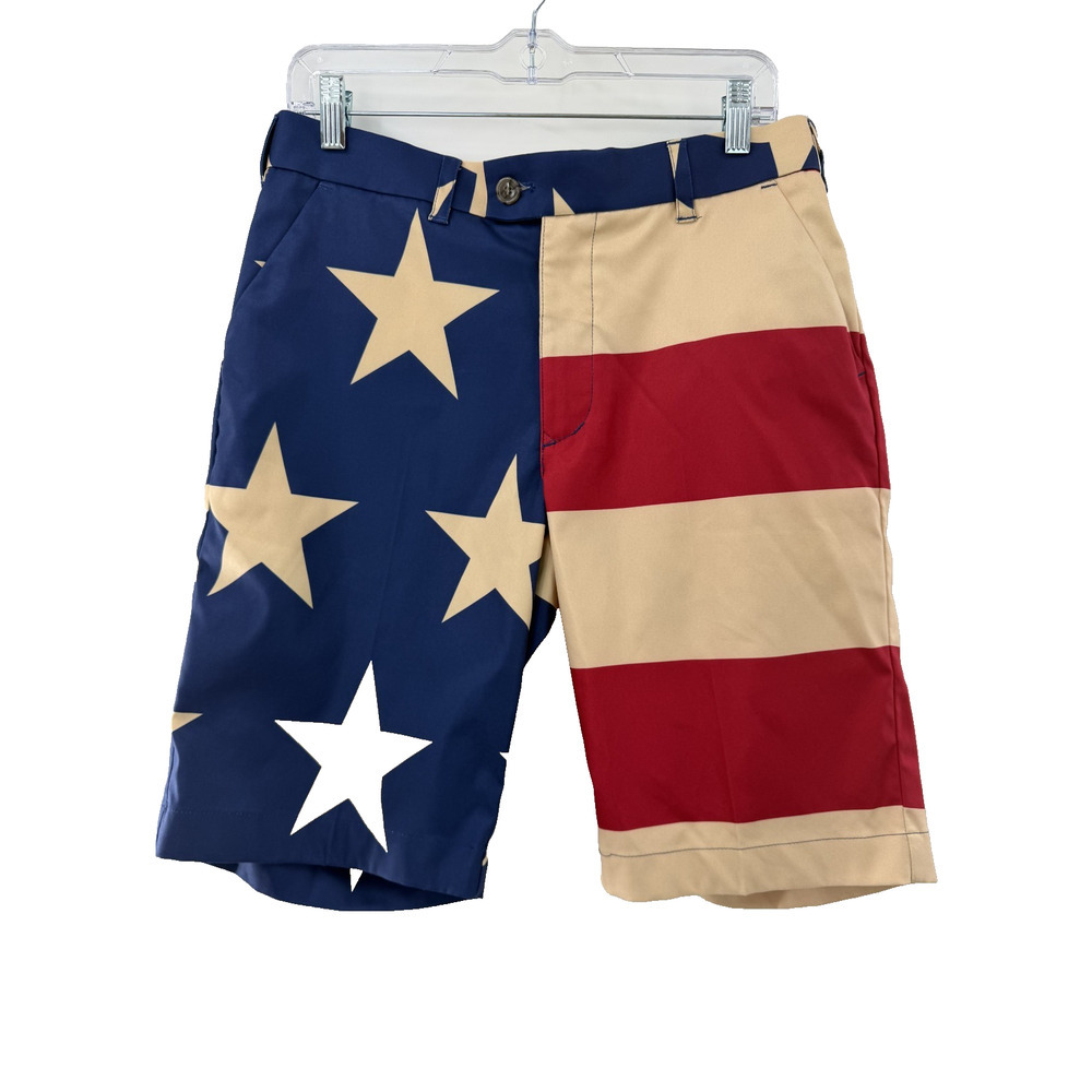 Loudmouth Men's Patriotic Whimsical Multicolor American Flag Bermuda Shorts 32